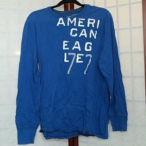 Vintage American Eagle Outfitters Blue long sleeved logo tee. Size M.